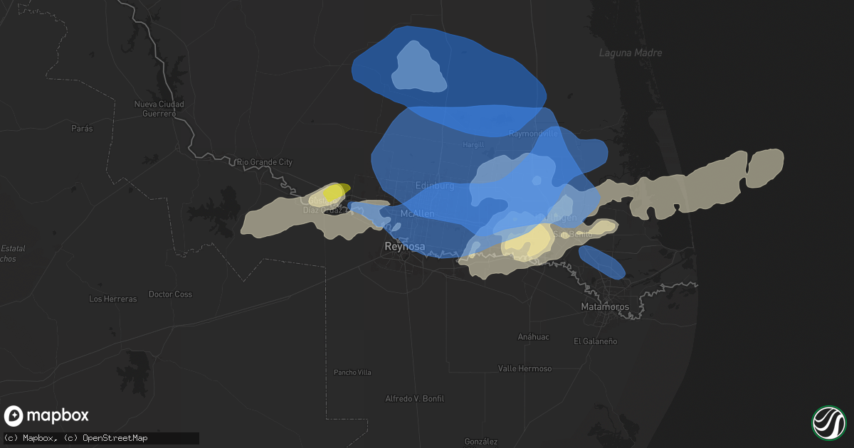 Hail map in Pharr, TX on March 27, 2025