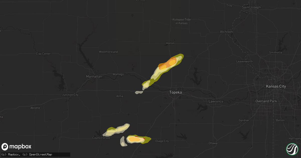 Hail map in Rossville, KS on March 27, 2025
