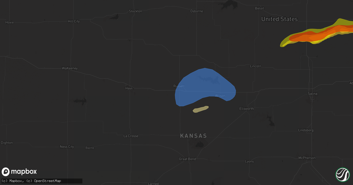 Hail map in Russell, KS on March 27, 2025