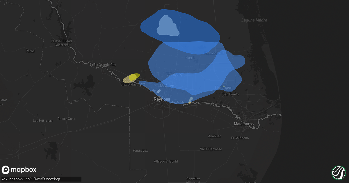 Hail map in San Juan, TX on March 27, 2025