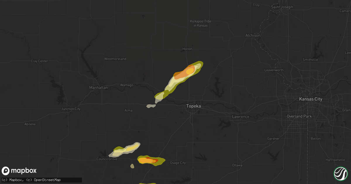 Hail map in Silver Lake, KS on March 27, 2025