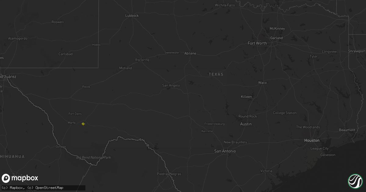 Hail map in Texas on March 27, 2025