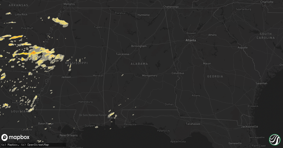 Hail map in Alabama on March 28, 2014