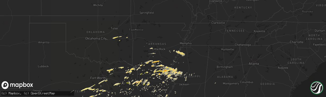 Hail map in Arkansas on March 28, 2014