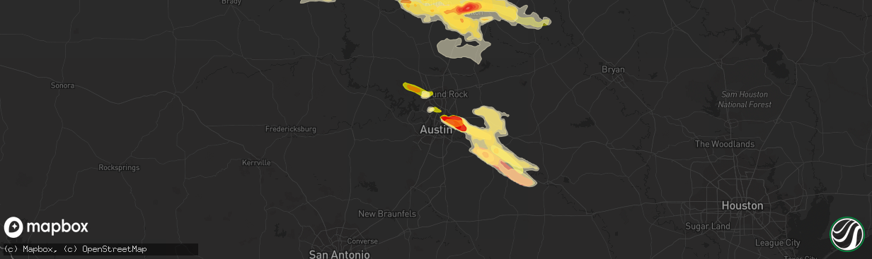 Hail map in Austin, TX on March 28, 2014