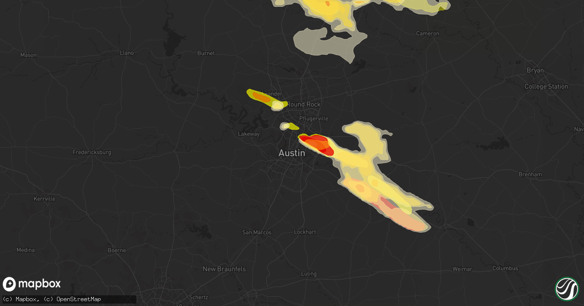 Hail map in Austin, TX on March 28, 2014