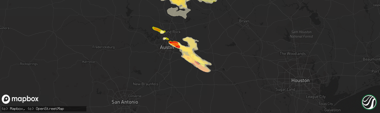 Hail map in Bastrop, TX on March 28, 2014