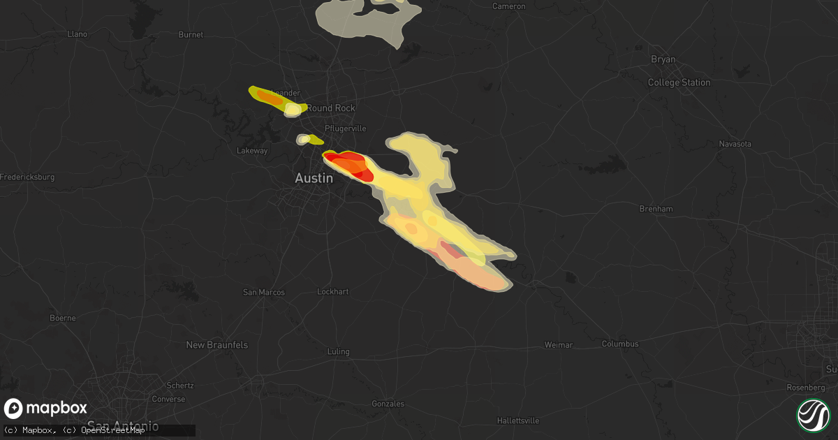 Hail map in Bastrop, TX on March 28, 2014