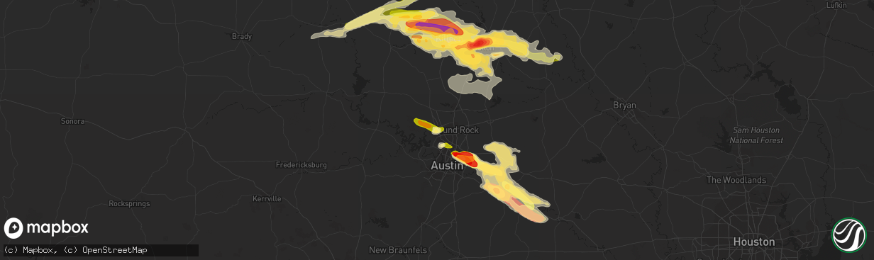 Hail map in Cedar Park, TX on March 28, 2014