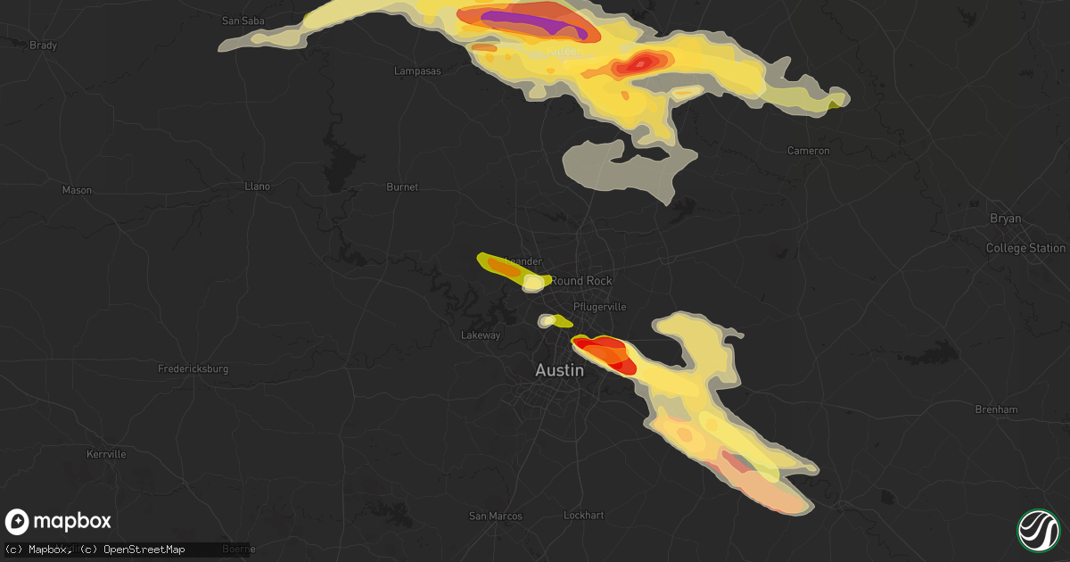 Hail map in Cedar Park, TX on March 28, 2014