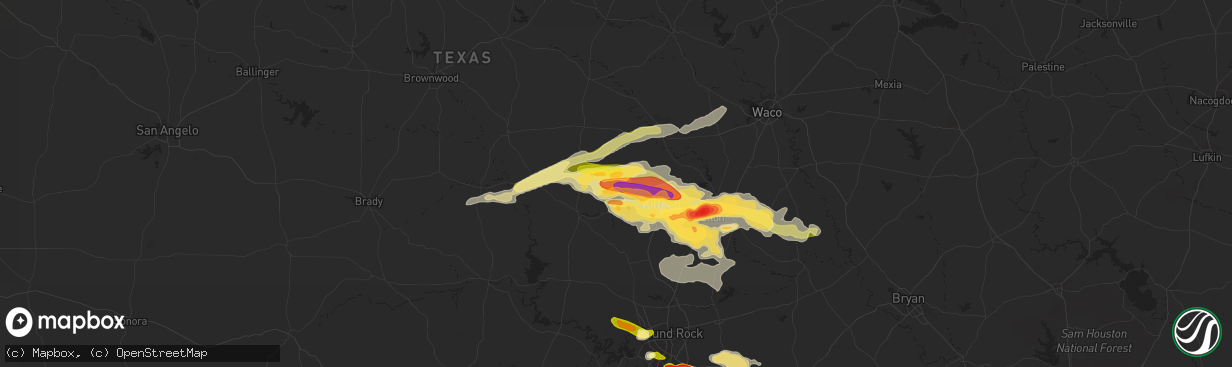 Hail map in Copperas Cove, TX on March 28, 2014