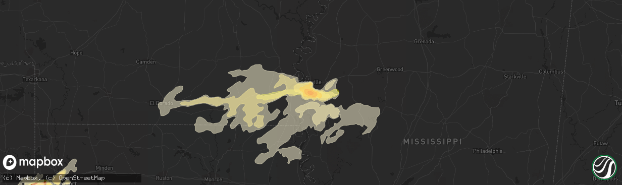 Hail map in Greenville, MS on March 28, 2014