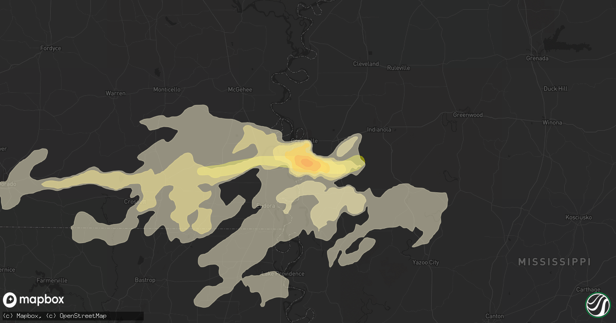 Hail map in Greenville, MS on March 28, 2014