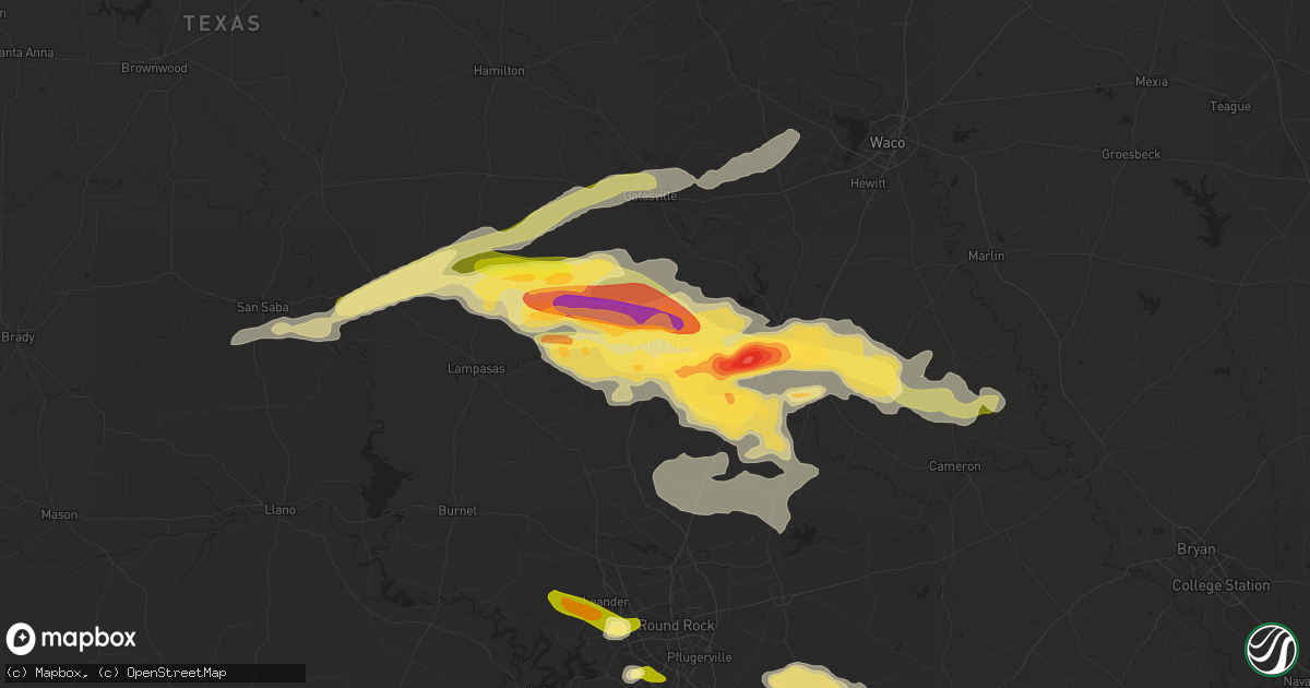 Hail map in Killeen, TX on March 28, 2014