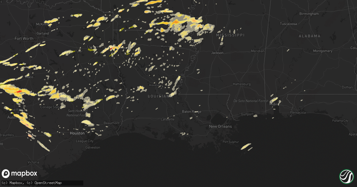 Hail map in Louisiana on March 28, 2014