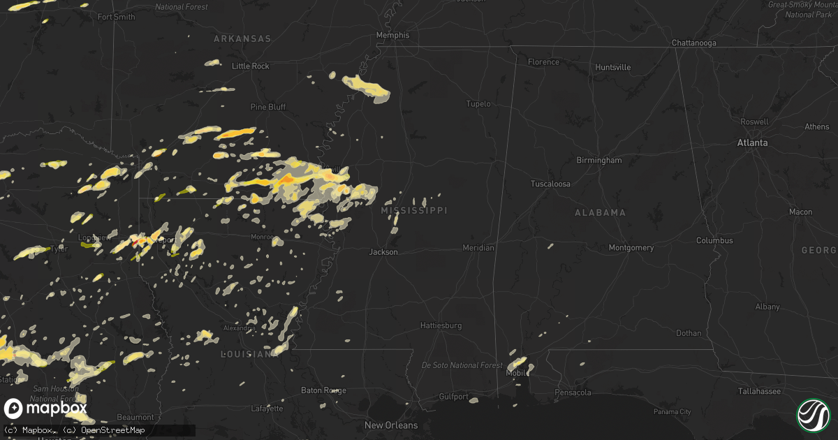 Hail map in Mississippi on March 28, 2014