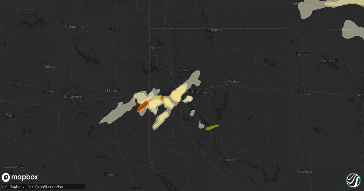 Hail map in Shreveport, LA on March 28, 2014