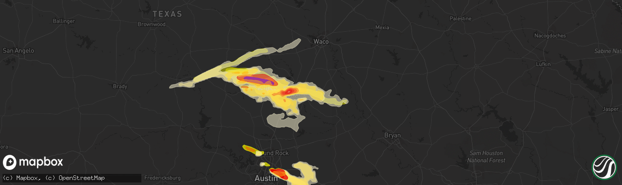 Hail map in Temple, TX on March 28, 2014