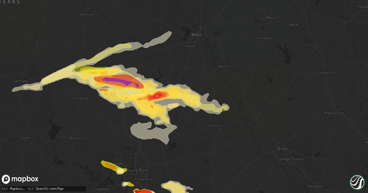 Hail map in Temple, TX on March 28, 2014
