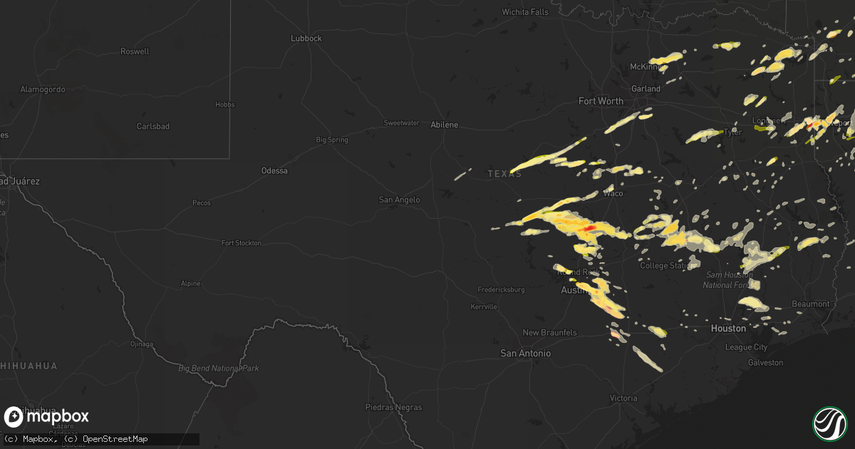 Hail map in Texas on March 28, 2014