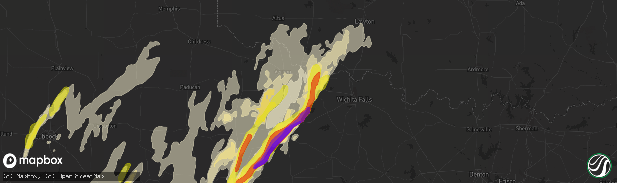 Hail map in Electra, TX on March 28, 2017