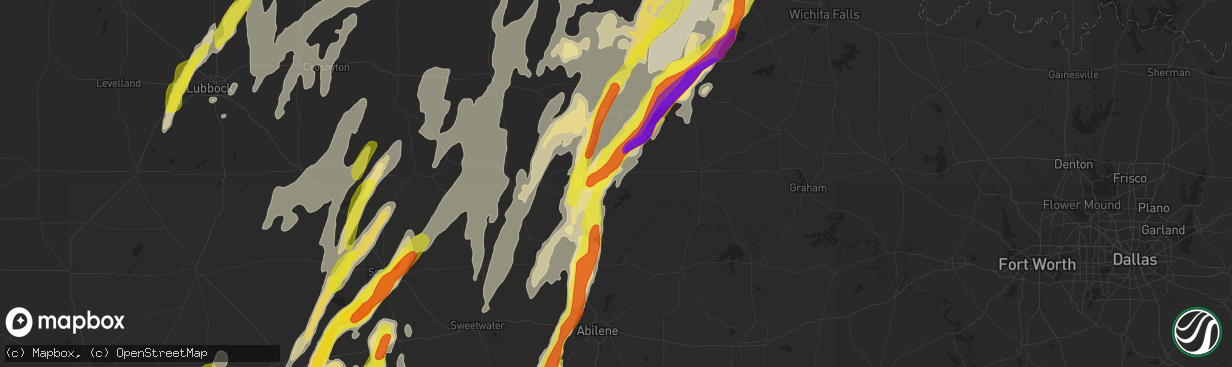 Hail map in Haskell, TX on March 28, 2017