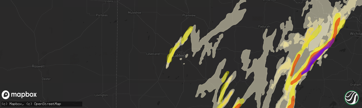 Hail map in Lubbock, TX on March 28, 2017