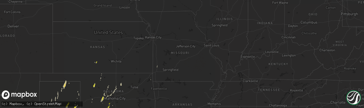 Hail map in Missouri on March 28, 2017