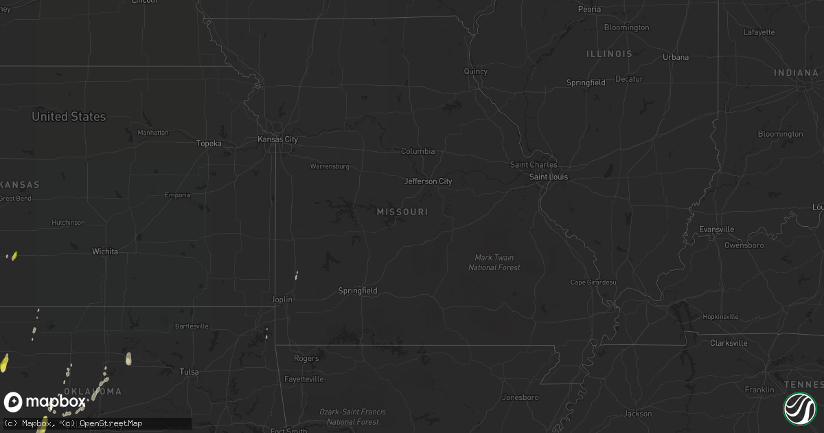 Hail map in Missouri on March 28, 2017