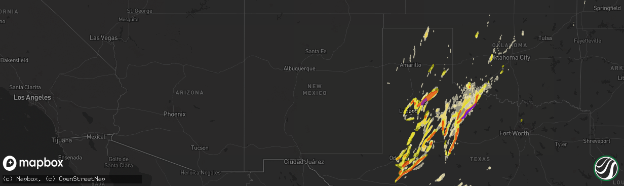 Hail map in New Mexico on March 28, 2017