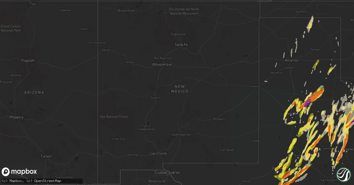 Hail map in New Mexico on March 28, 2017