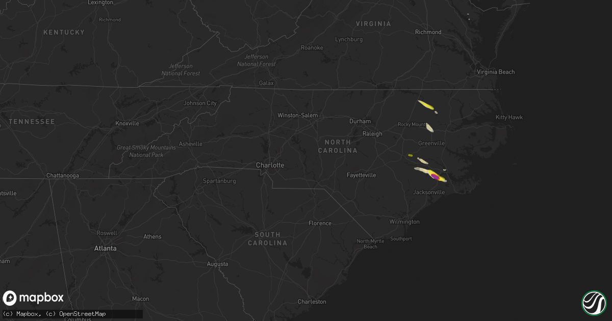 Hail map in North Carolina on March 28, 2017