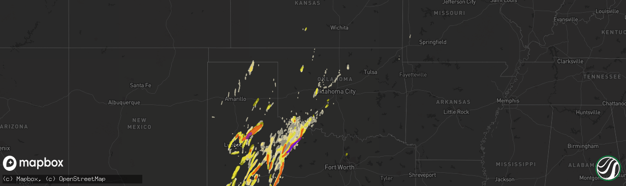 Hail map in Oklahoma on March 28, 2017