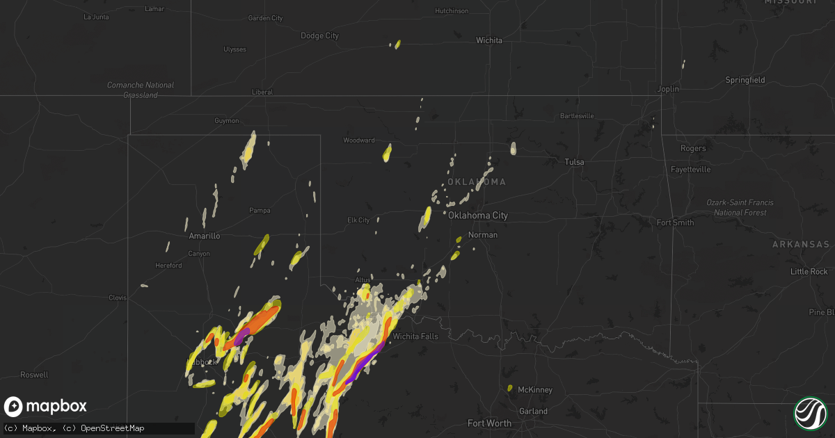 Hail map in Oklahoma on March 28, 2017