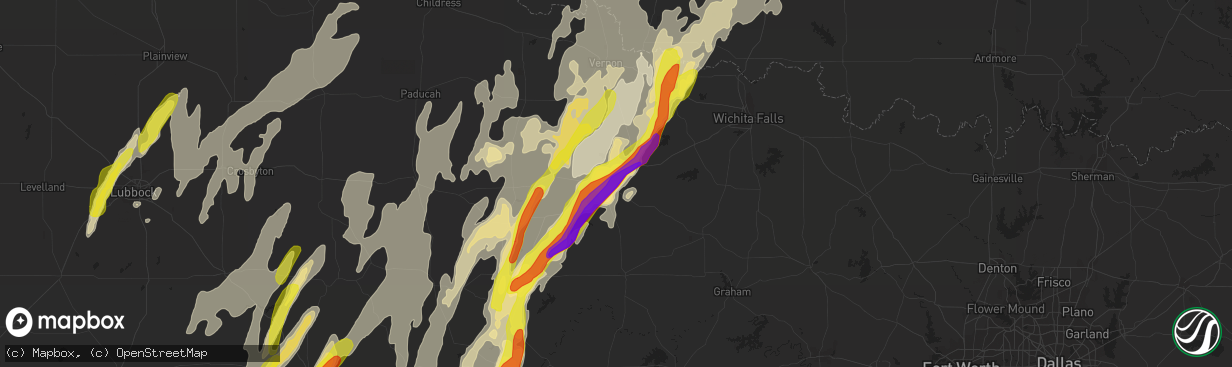 Hail map in Seymour, TX on March 28, 2017