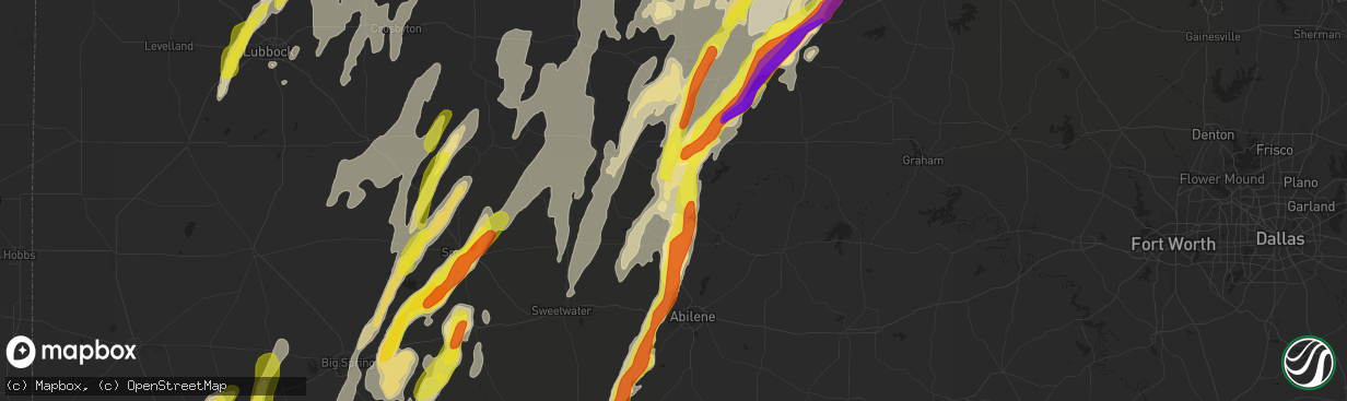 Hail map in Stamford, TX on March 28, 2017