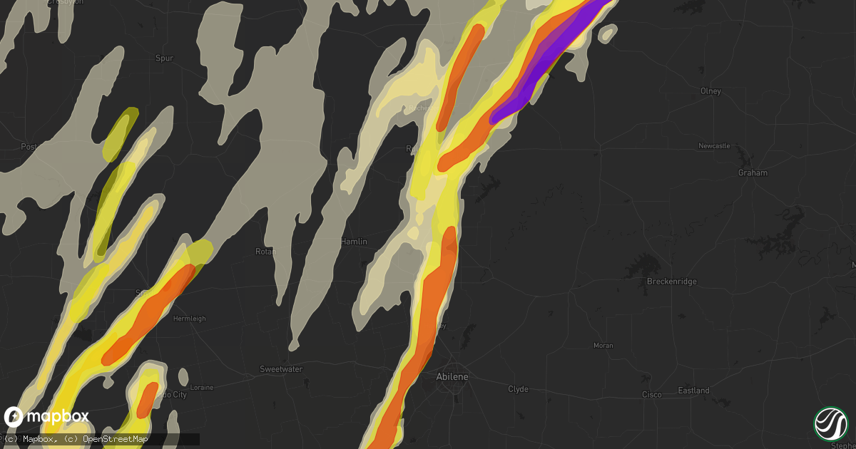 Hail map in Stamford, TX on March 28, 2017