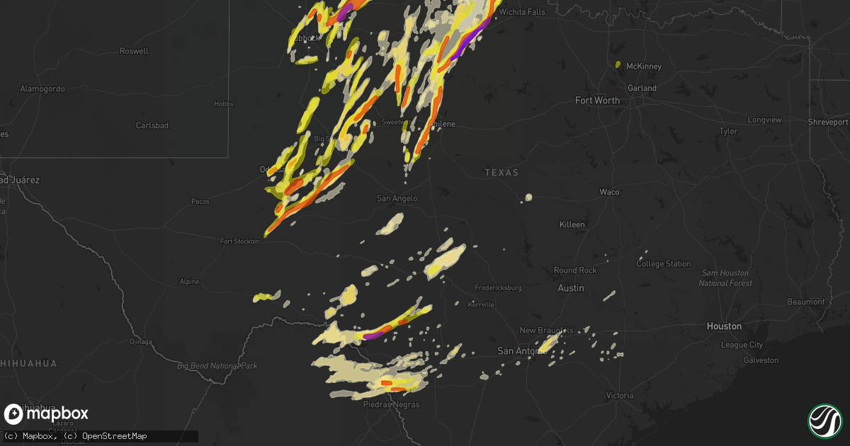 Hail map in Texas on March 28, 2017