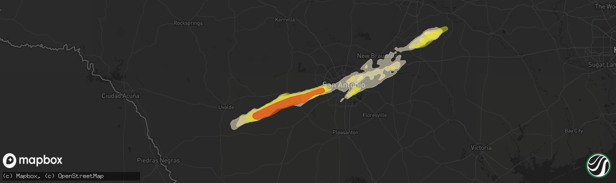 Hail map in Castroville, TX on March 28, 2018