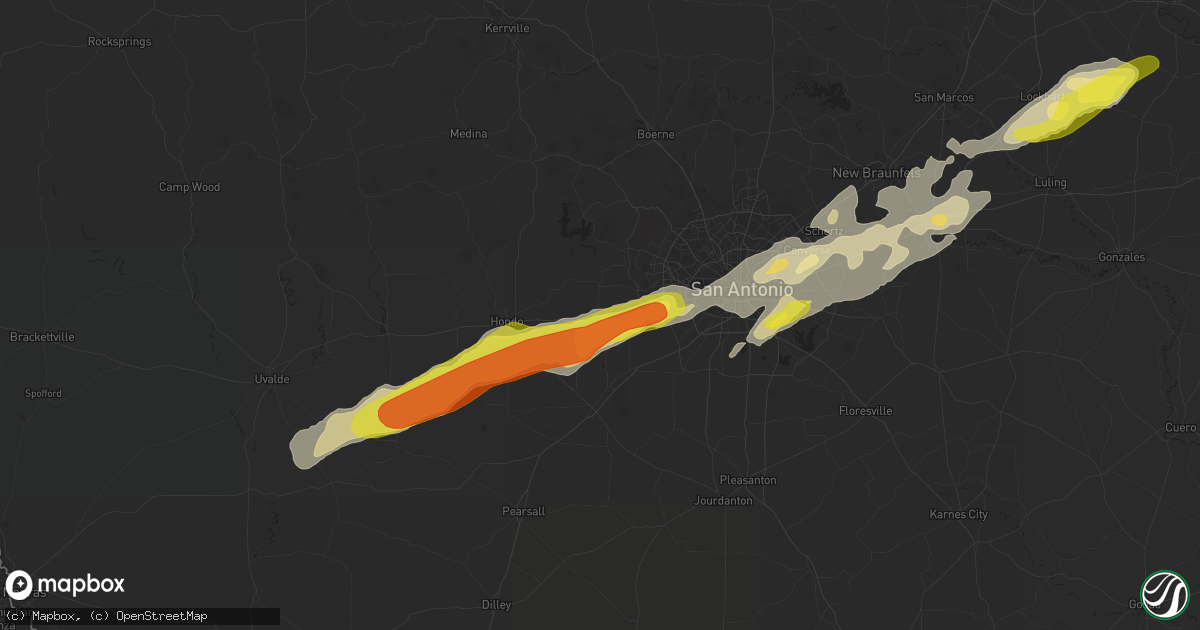 Hail map in Castroville, TX on March 28, 2018