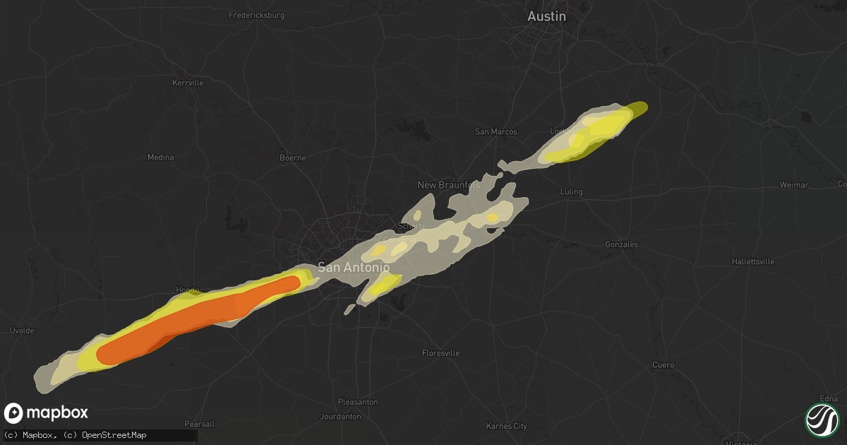 Hail map in Cibolo, TX on March 28, 2018