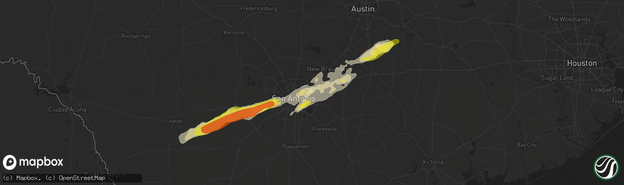 Hail map in Converse, TX on March 28, 2018