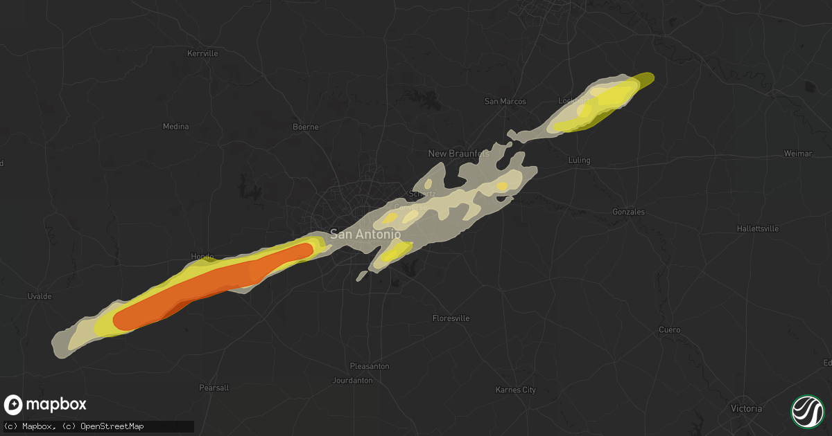 Hail map in Converse, TX on March 28, 2018