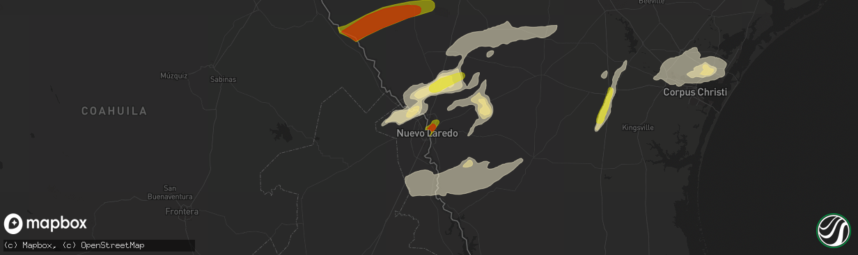 Hail map in Laredo, TX on March 28, 2018