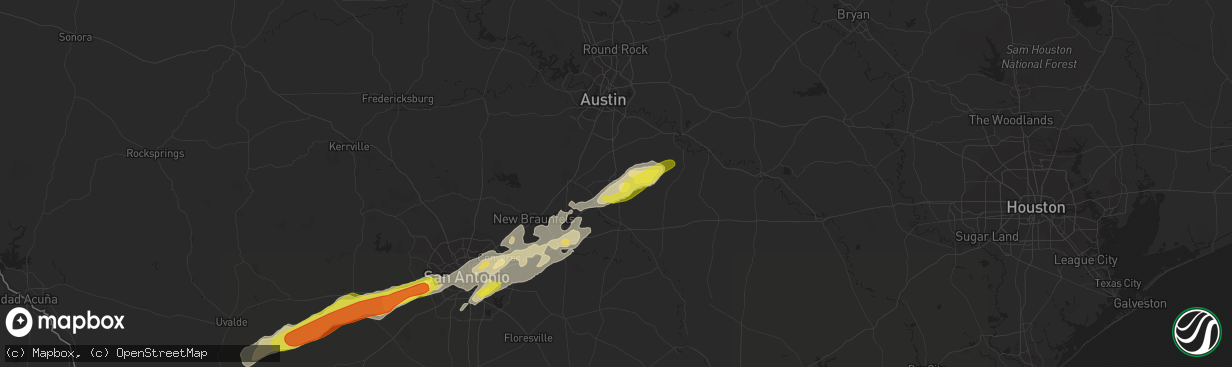 Hail map in Lockhart, TX on March 28, 2018