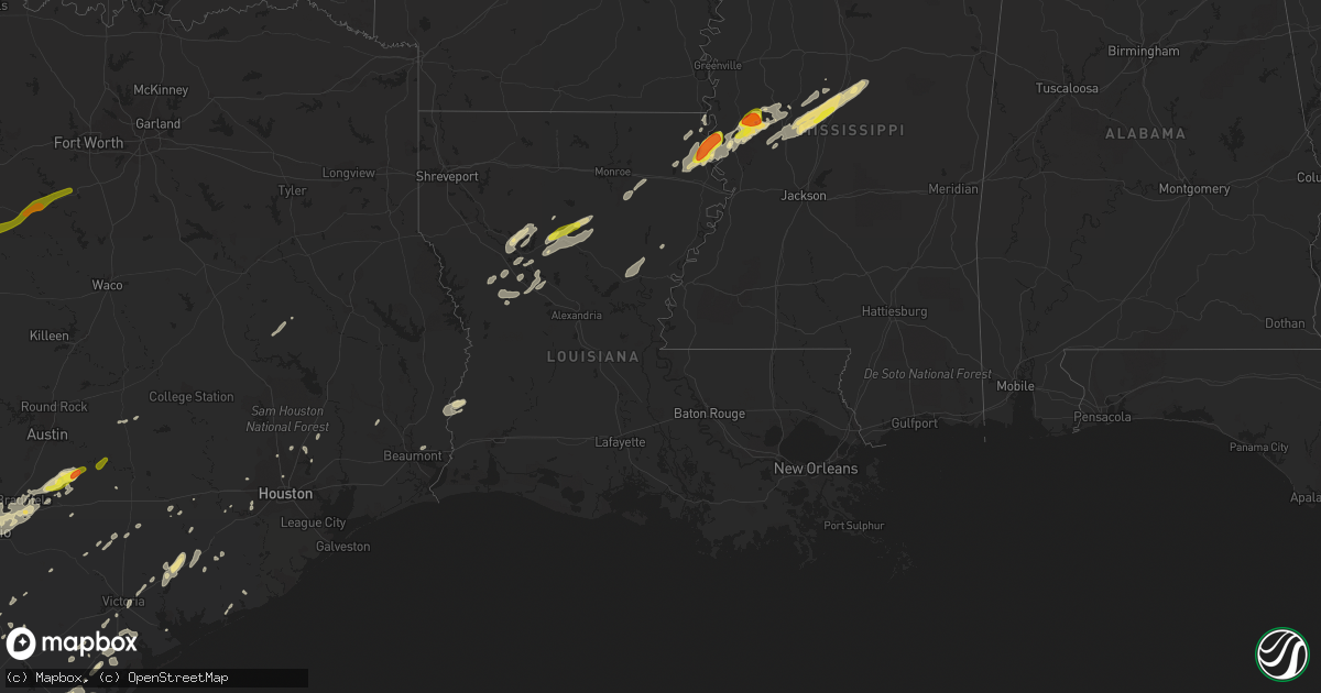 Hail map in Louisiana on March 28, 2018