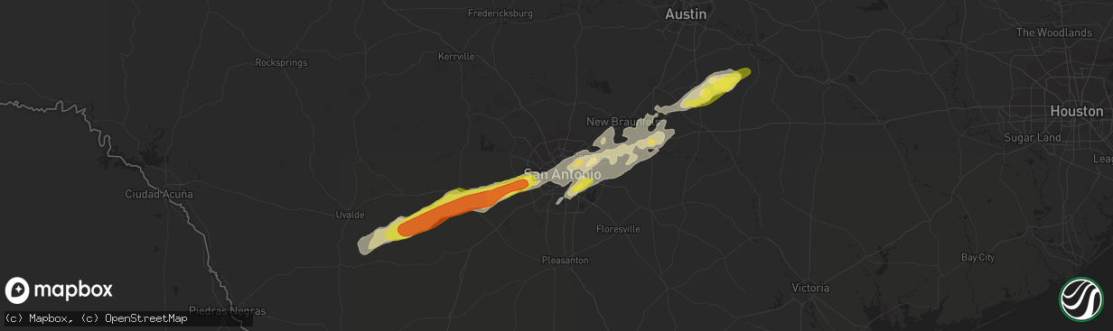 Hail map in San Antonio, TX on March 28, 2018