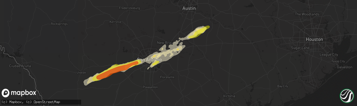 Hail map in Seguin, TX on March 28, 2018