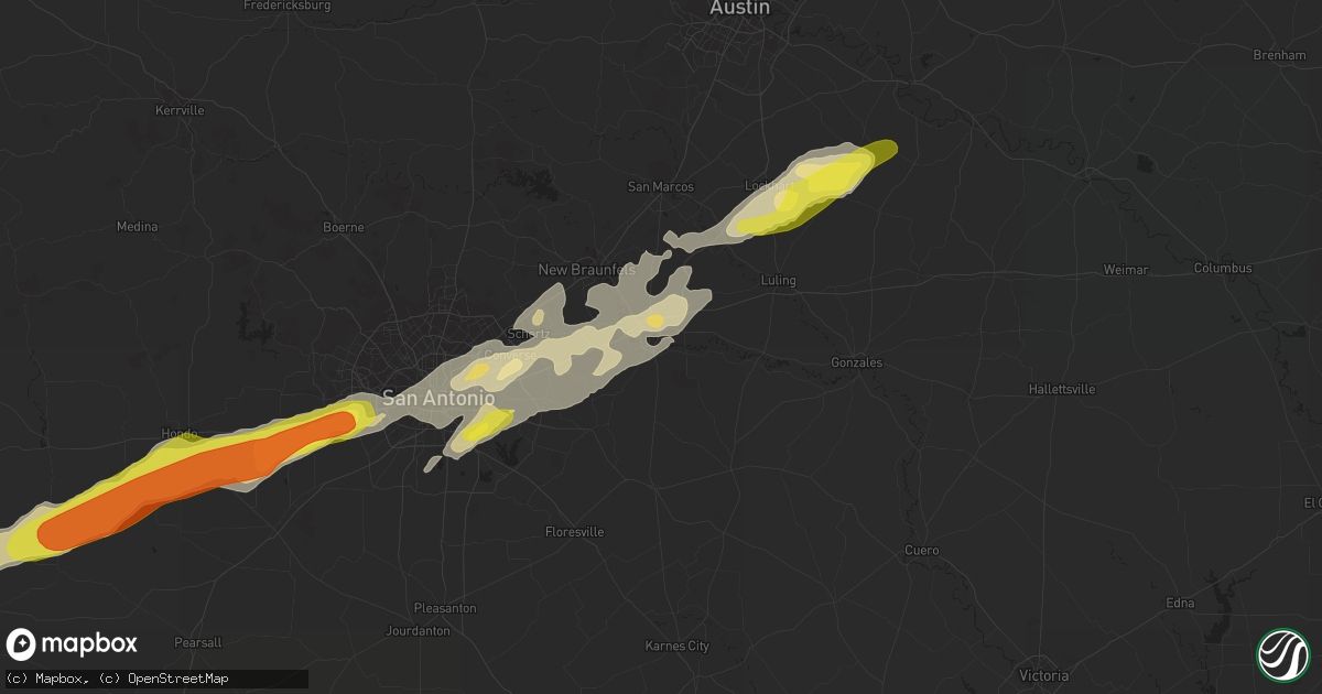 Hail map in Seguin, TX on March 28, 2018