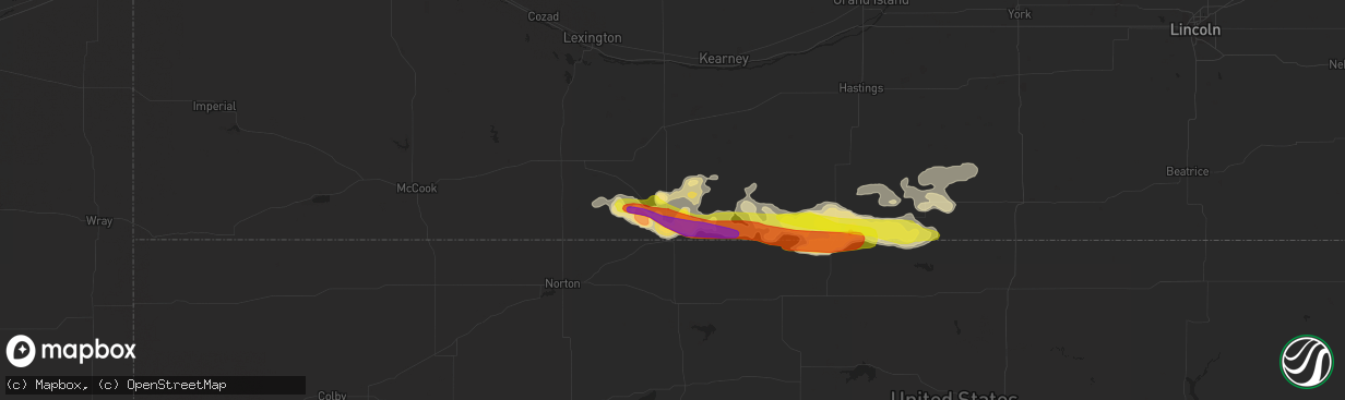 Hail map in Alma, NE on March 28, 2019